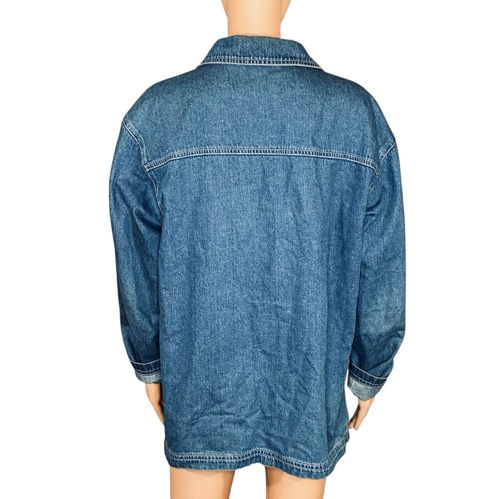 Joanna Vtg Jean Jacket Patch Pockets Cotton Button Down Oversized Boxy Fit SZ M - Picture 3 of 6
